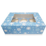 6 Hole Cupcake Box – Blue Snowflake